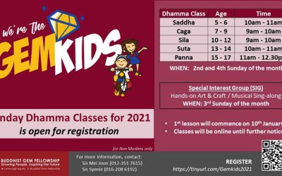 GemKids/GemTeens Sunday Dhamma Classes is Open for Registration